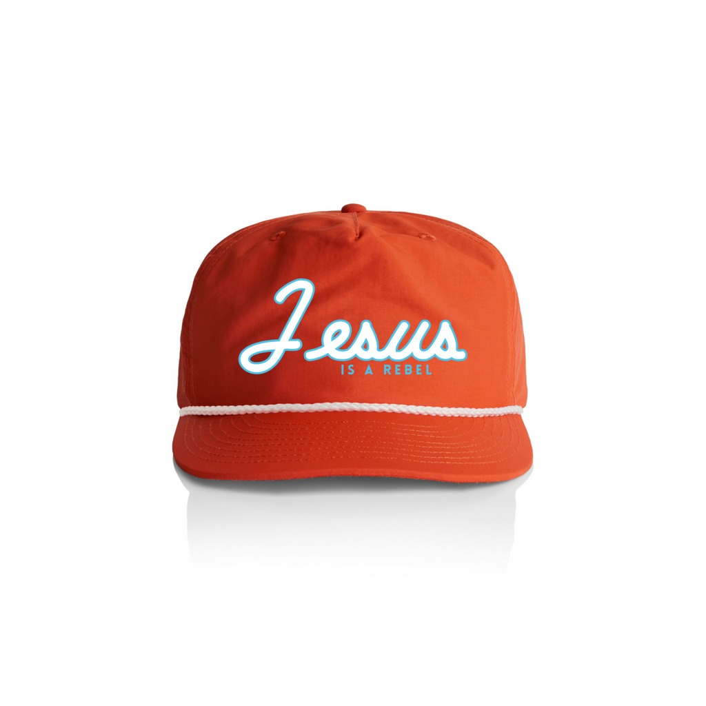 Jesus Is A Rebel |RED WHITE ROPE | 3D Embroidery